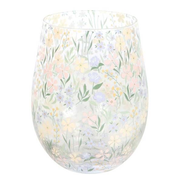 Stemless Glass with Ditsy Floral Design, 550ml
