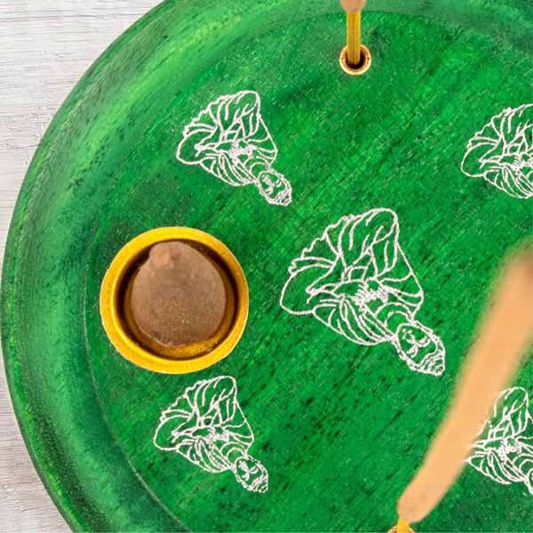 Myga Incense Cone Plate - Buddha Green