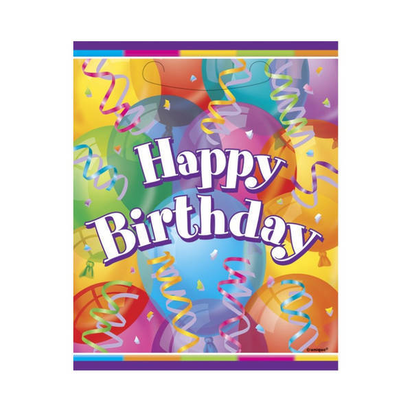 Birthday Party Bag with Balloons and Confetti Design, Carry Handle