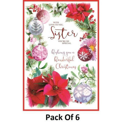 Superdrug Simon Elvin Sister Traditional Christmas Card (Pack of 6)- Buy online at McGrocer