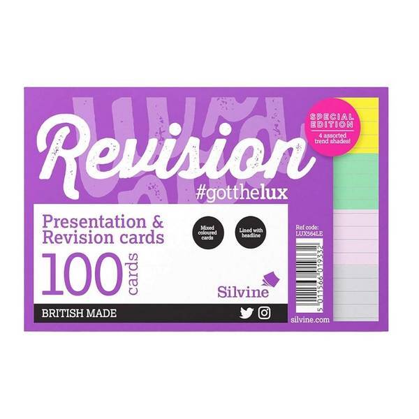 Silvine Luxpad Revision & Presentation Cards (Pack of 100)