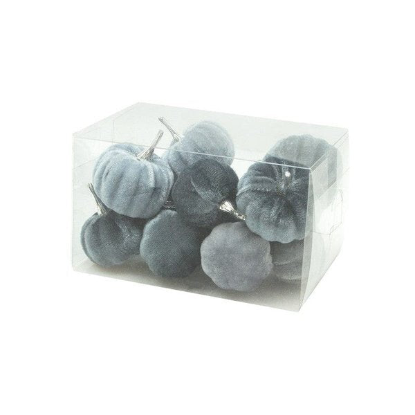 Heaven Sends Halloween Set of 12 Grey Velvet Pumpkin