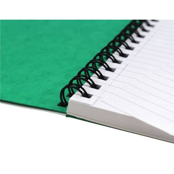 Material: Paper. Length: 212mm. Width: 148mm. 200 Pages, Feint Ruled, Hardback, Perforated, Twin Wire Binding. 80gsm.