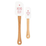 Bamboo Handle Silicone Christmas Spatula with Star Design (Pack of 2)