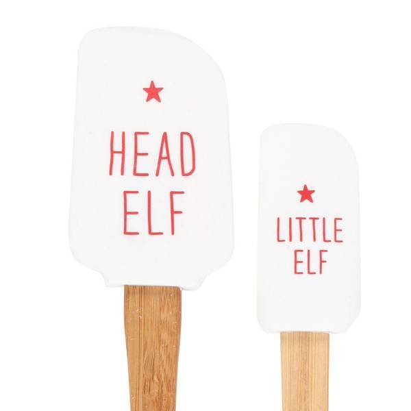 Bamboo Handle Silicone Christmas Spatula with Star Design (Pack of 2)