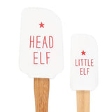 Bamboo Handle Silicone Christmas Spatula with Star Design (Pack of 2)