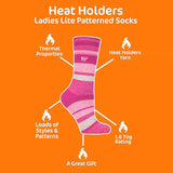 Ladies Thin Lite Winter Patterned Thermal Socks 4-8
