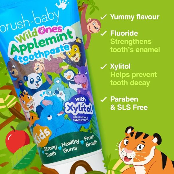 Brush Baby WildOnes Bear Toothbrush & Applemint Toothpaste
