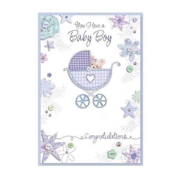 Simon Elvin You Have A Baby Boy Cradle Card (Pack of 6)