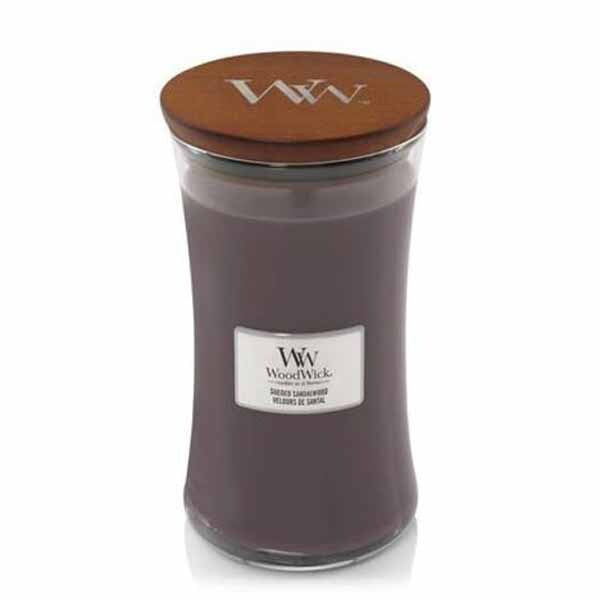 Woodwick Large Hourglass Suede & Sandalwood Candle 610g