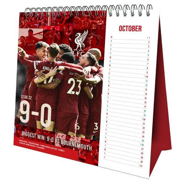 Liverpool FC Record Breakers 2025 Desktop Calendar