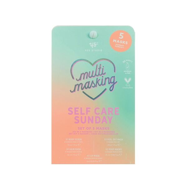 Complete Self-Care Masking Set with Body Scrub, Hair Mask, Clay Face Mask, Lip Mask, and Foot Mask