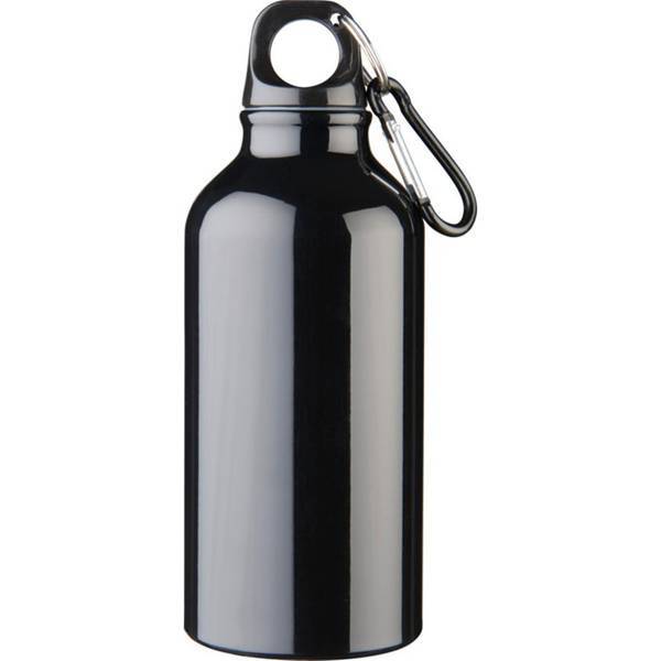 Single-Walled Aluminium Drinking Bottle with Carabiner 400ml
