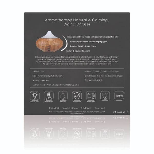 Dr Botanicals Wooden Aroma Digital Diffuser Clear Top
