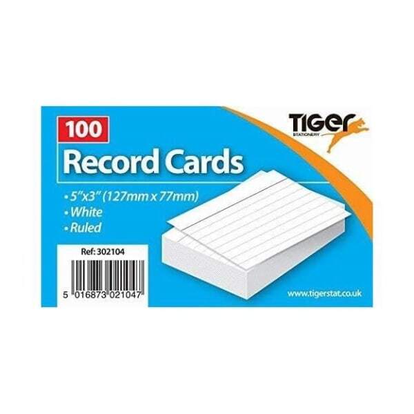 Tiger Stationery Ryman Ruled Record Cards (Pack of 100)