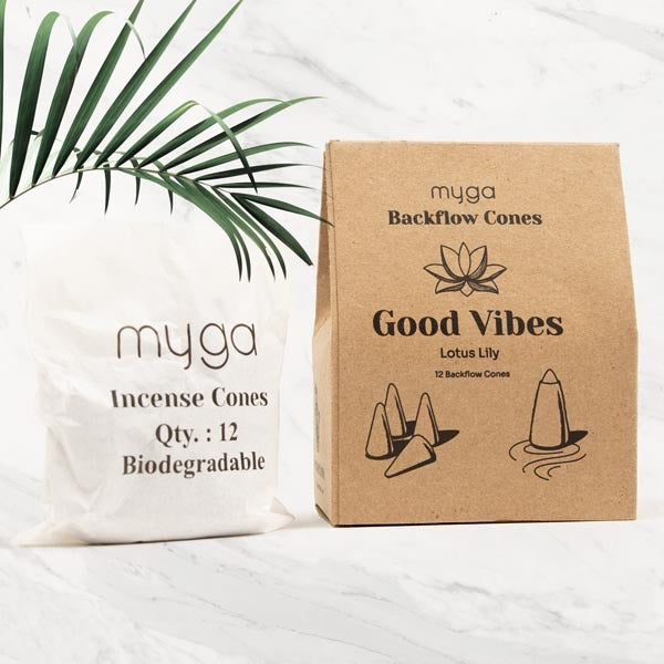 Myga Backflow Incense Cones - Lotus Lily Good Vibes