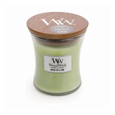 Superdrug Woodwick Medium Hourgrass Green Tea & Lime Candle 9.7oz- Buy online at McGrocer