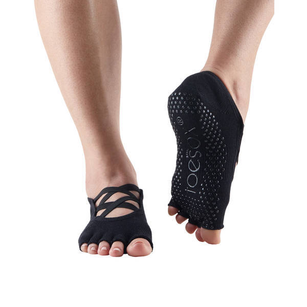 Toesox Womens Elle Gripped Half Toe Socks (M)