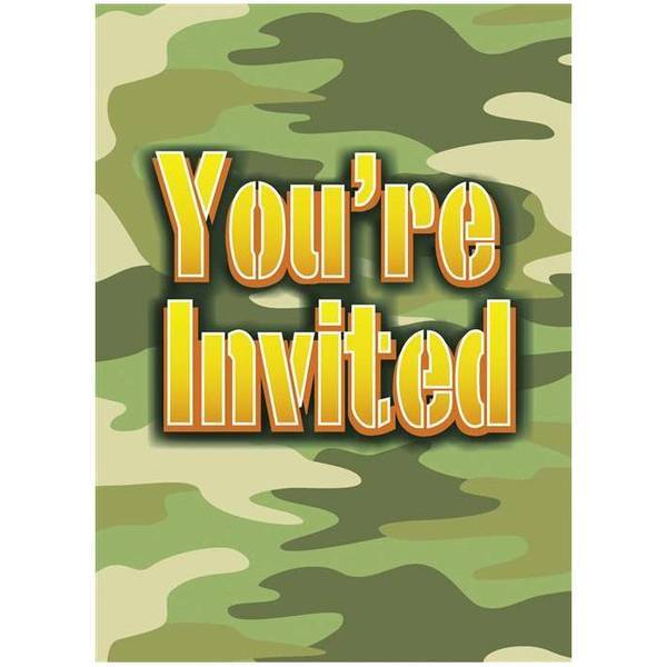 Unique Party Camouflage Invitations (Pack of 8)
