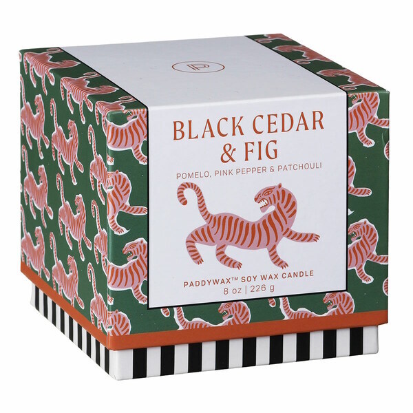 Paddywax Ceramic Soy Candle Tiger Black Cedar & Fig