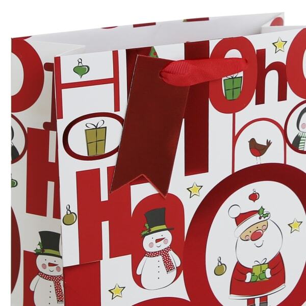 Eurowrap Ho Ho Ho Christmas Gift Bag (Pack of 12) (M)