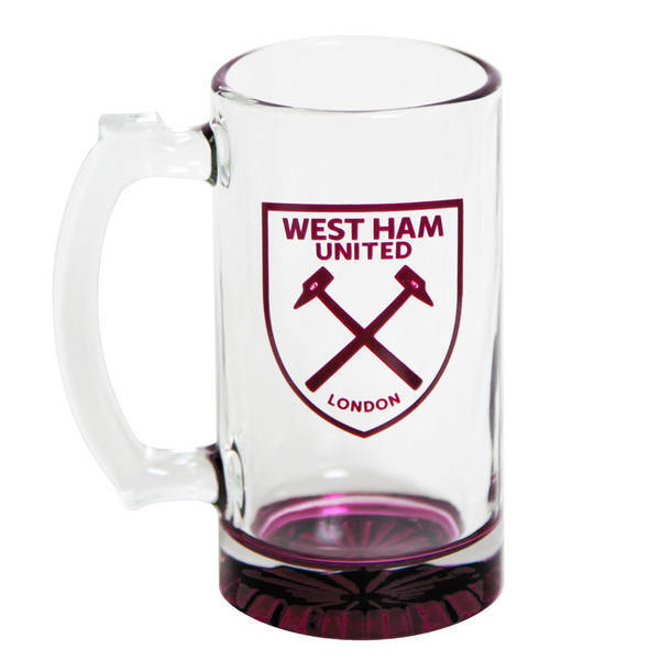 West Ham United FC Crest Glass Beer Stein