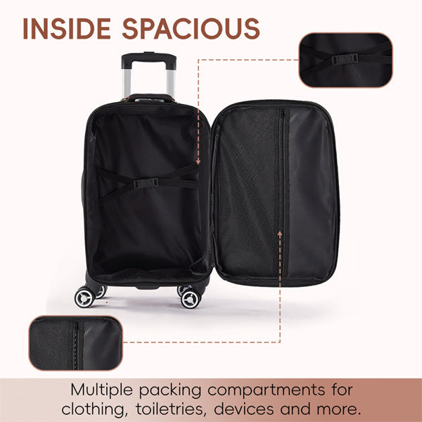 Livingandhome 20 Softshell Travel Suitcase with Lock Black