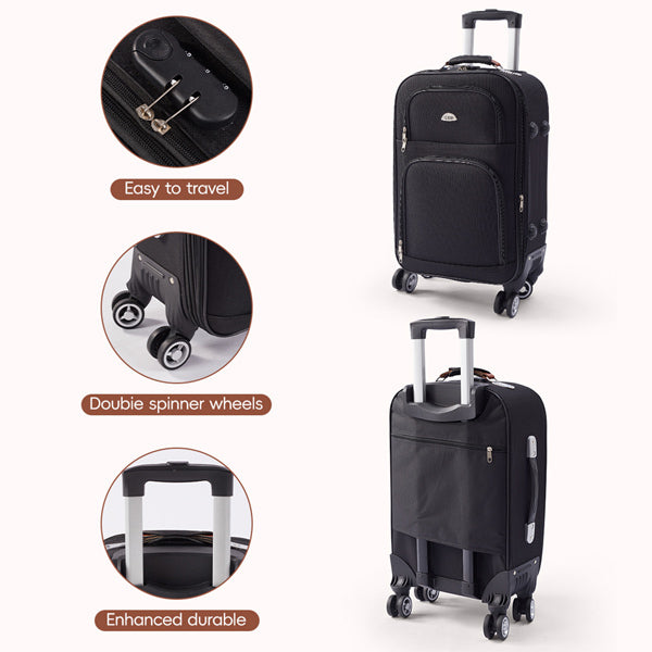 Livingandhome 20 Softshell Travel Suitcase with Lock Black