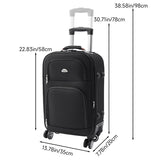 Livingandhome 20 Softshell Travel Suitcase with Lock Black