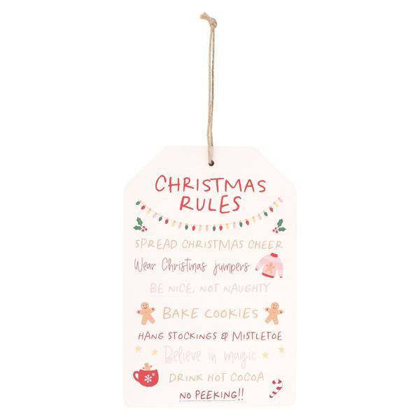 Something Different Christmas Rules Hanging Sign