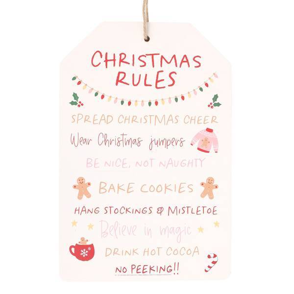 Something Different Christmas Rules Hanging Sign
