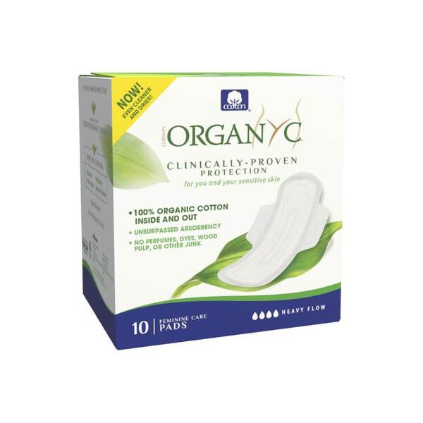 Organyc Period Pads Night Heavy Flow (with folded wings) 10's