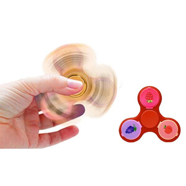 Aquarius 2-in-1 Metal Glam Finger Spinners, Red