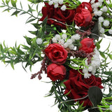 Livingandhome LED Heart-Shaped Red Rose Wreath with Ribbon