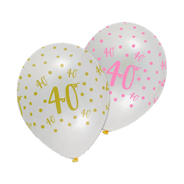 Creative Party Latex 40th Birthday Balloons (Pack of 6)