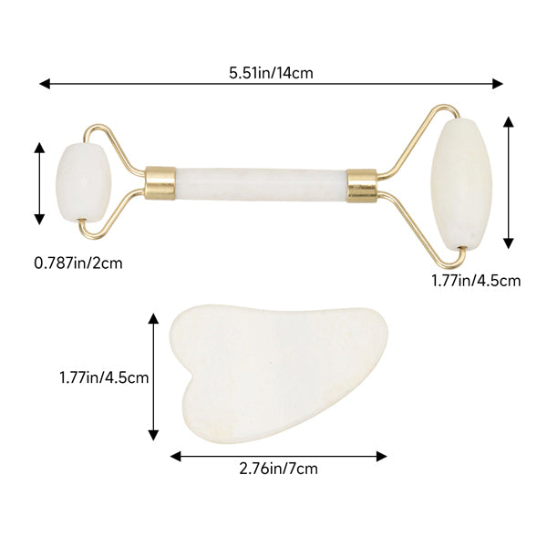 Livingandhome 2 Pcs Gua Sha & Jade Roller Facial Set