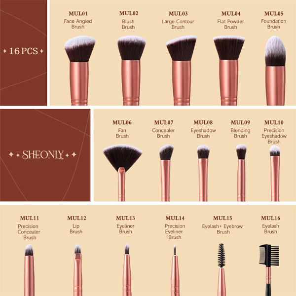 Livingandhome 16pcs Professional Makeup Brush Set- Black