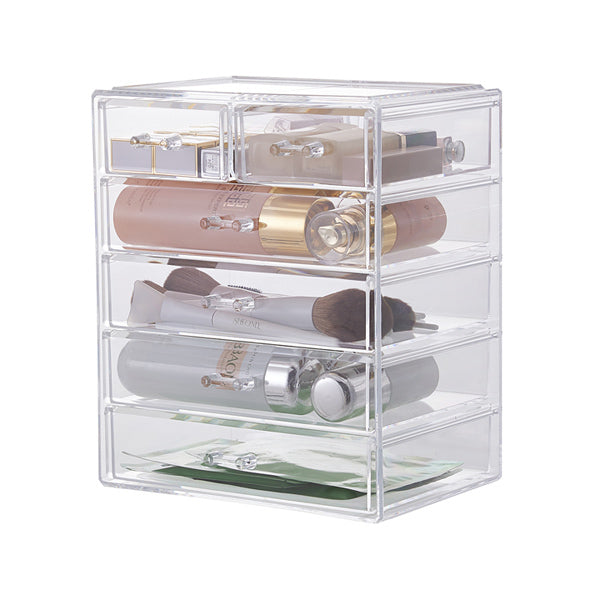 Livingandhome Transparent Makeup Organizer with 6 Drawers
