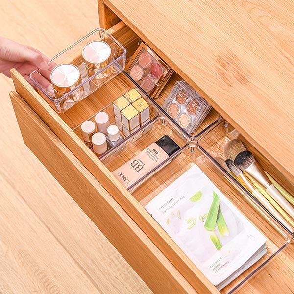 Livingandhome Transparent Desktop Organisers Set of 6