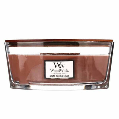 Superdrug Woodwick Ellipse Stone Washed Suede Candle 16oz- Buy online at McGrocer
