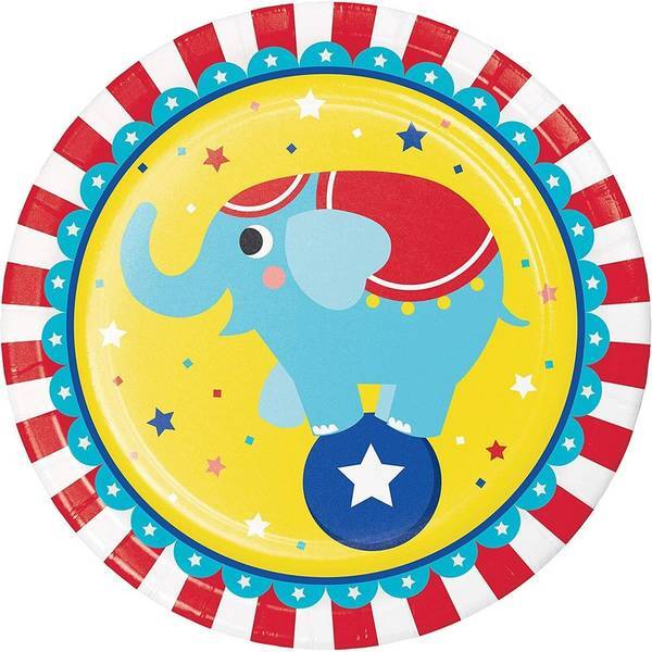 Creative Party Paper Circus Animal Party Plates (Pack of 8)