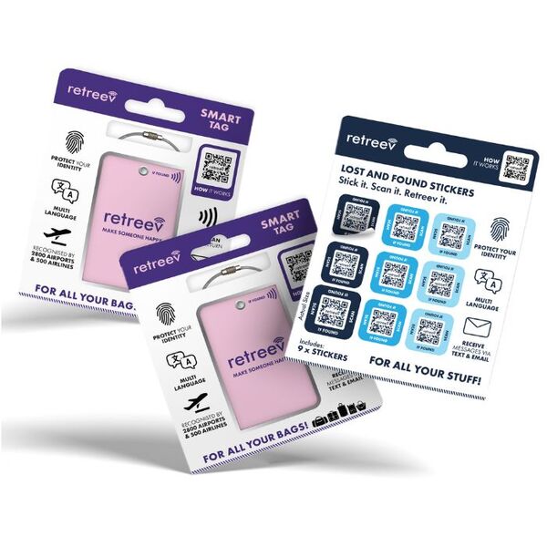 Retreev Pack - 2 x tags and Stickers - Pink Set