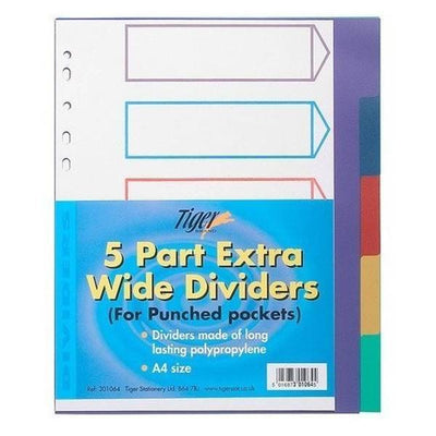 Superdrug Tiger Stationery Polypropylene A4 Index Dividers (Pack of 5)- Buy online at McGrocer