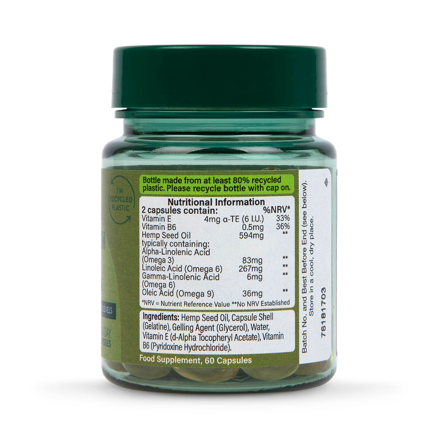 Holland Barrett Hemp Seed Oil 60 Capsules