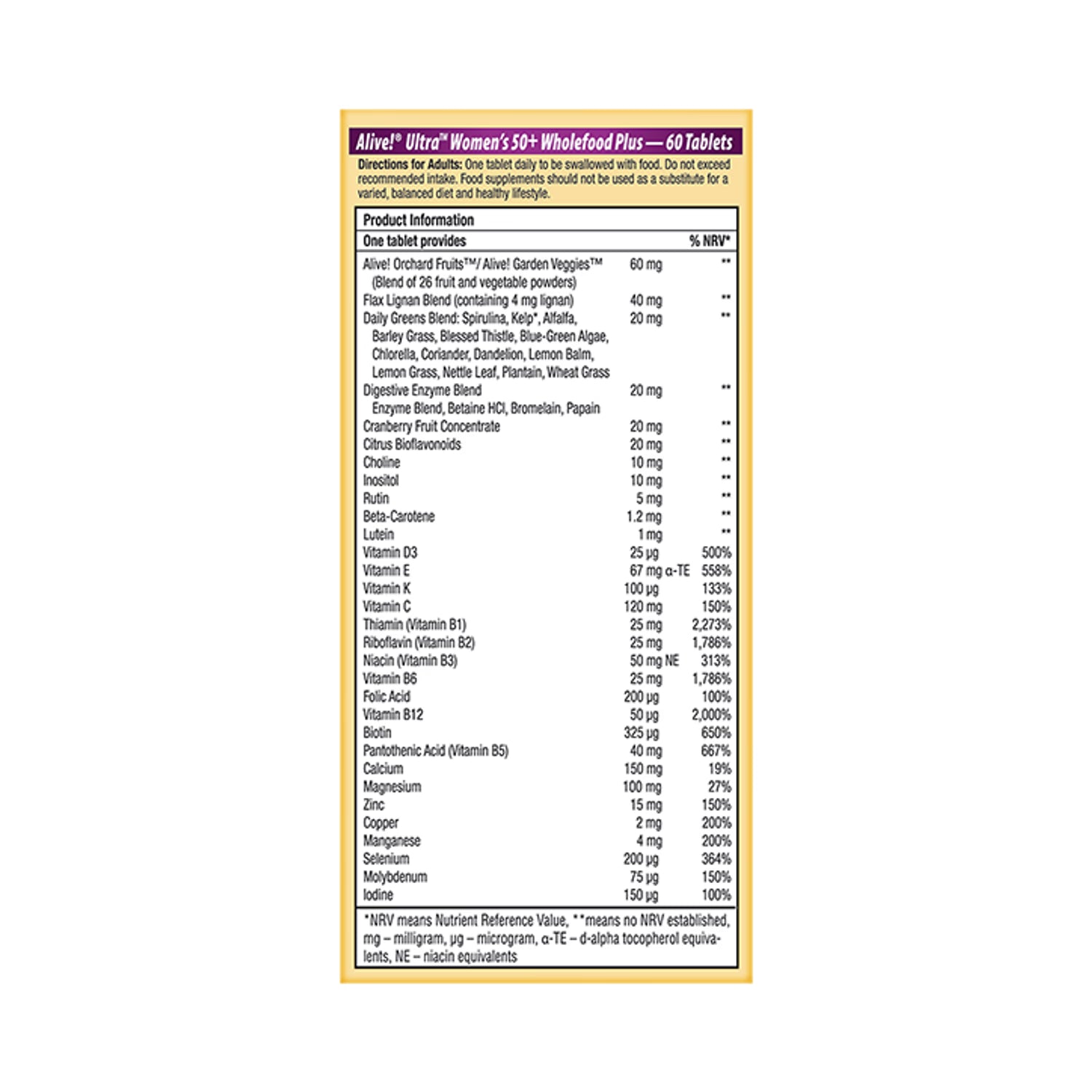Women's 50+ Ultra Energy Multivitamin and Mineral Supplement 60 Tablets