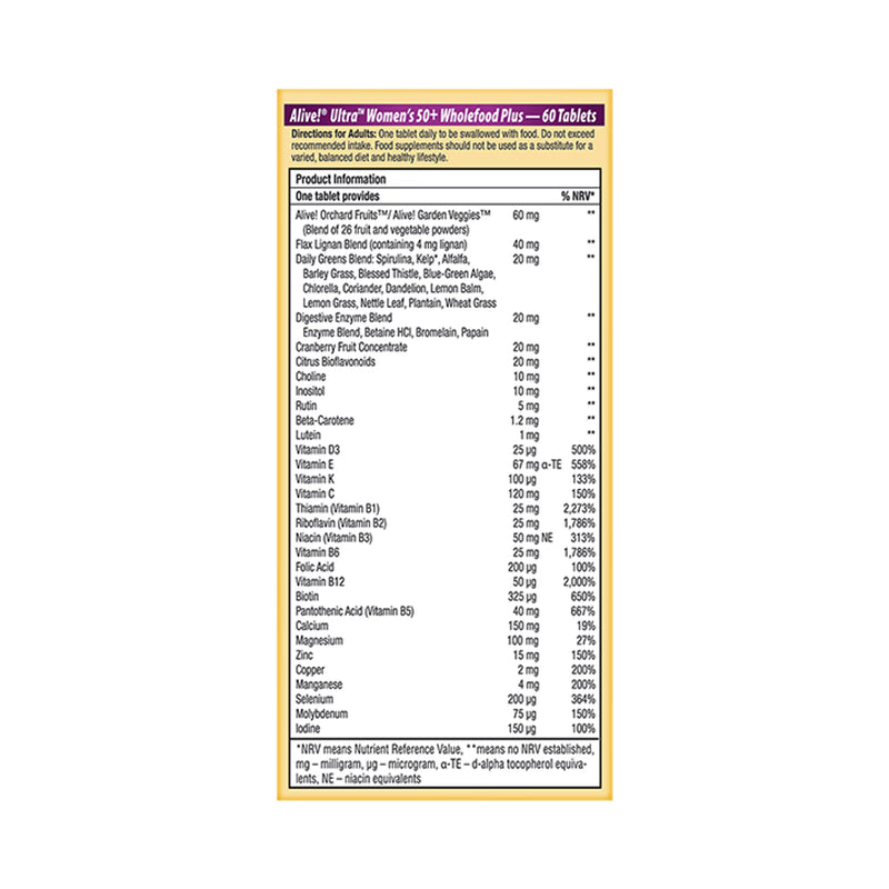 Women's 50+ Ultra Energy Multivitamin and Mineral Supplement 60 Tablets