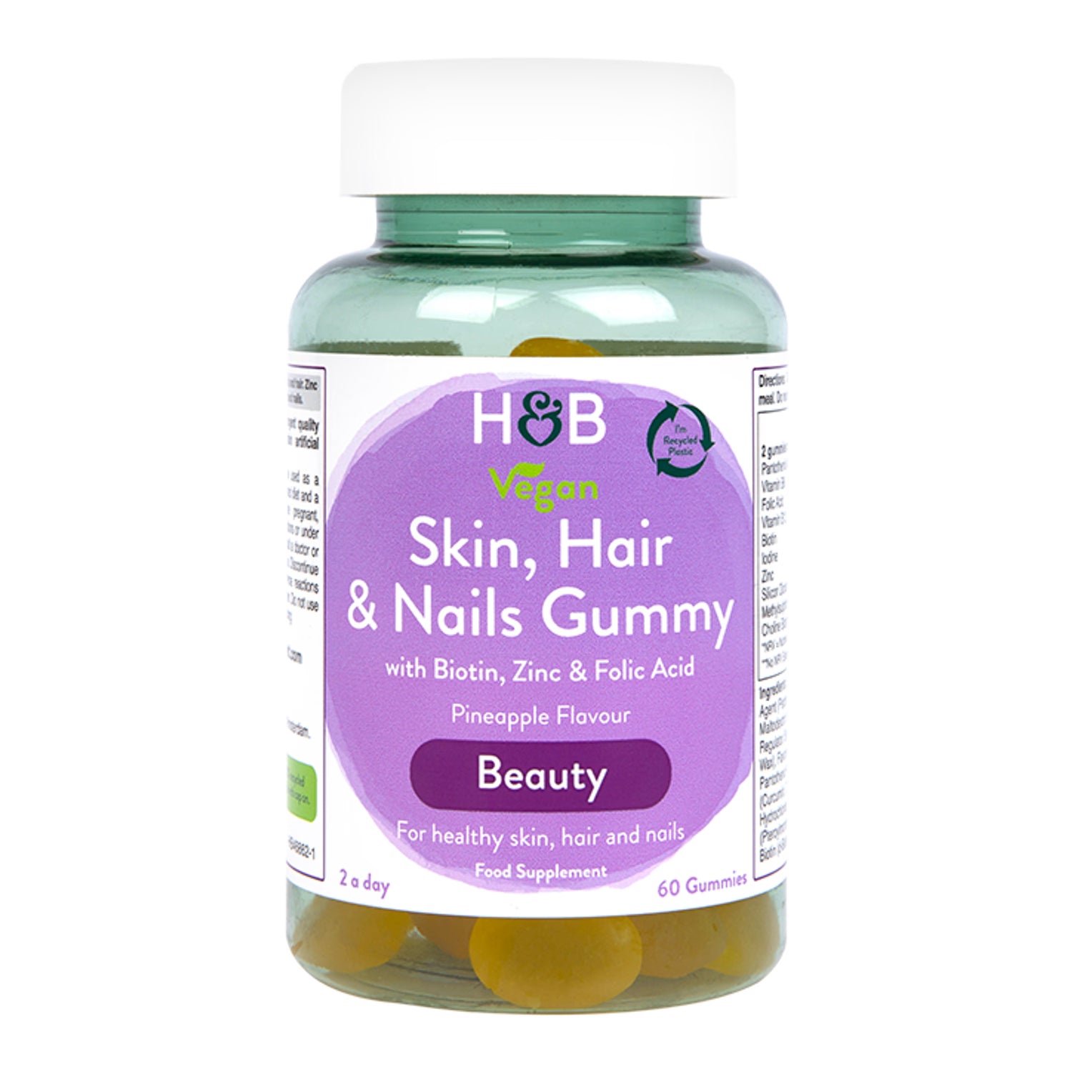 Holland Barrett Skin Hair And Nails Vegan Pineapple Flavour 60 Gummies