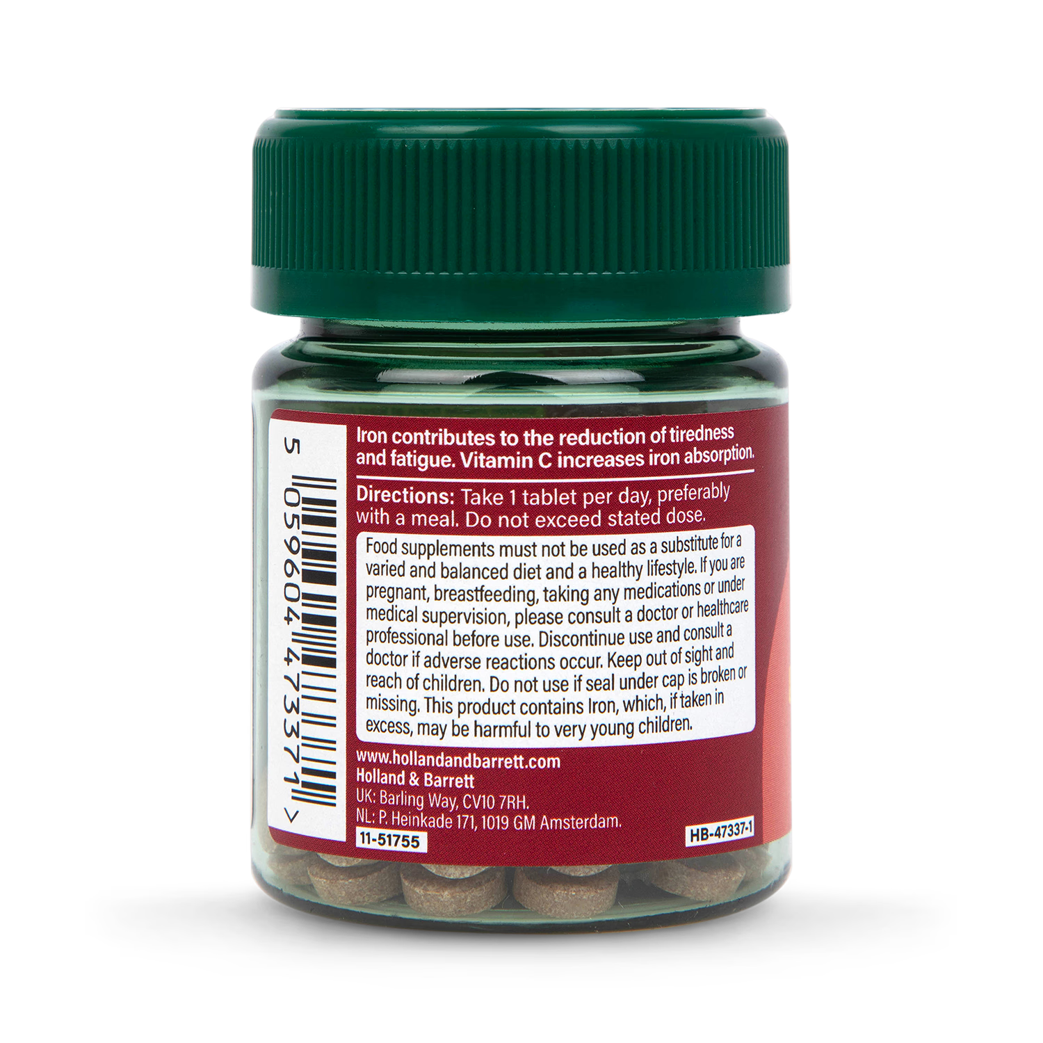 Holland Barrett Iron Vitamin C 14mg 30 Tablets