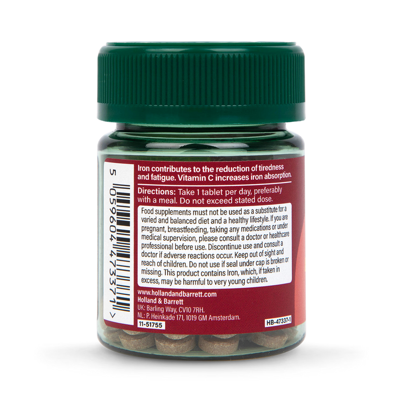 Holland Barrett Iron Vitamin C 14mg 30 Tablets