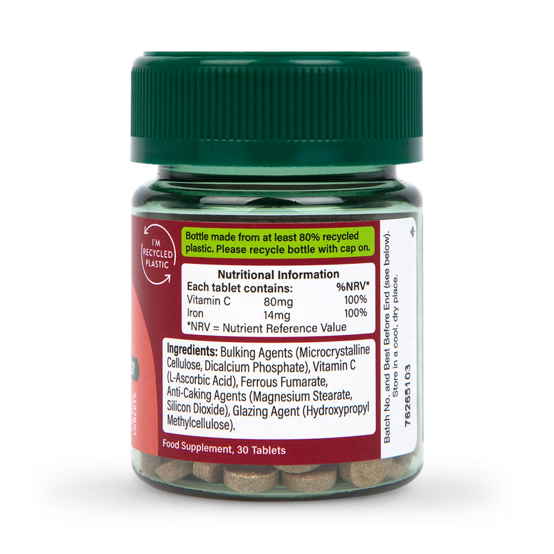 Holland Barrett Iron Vitamin C 14mg 30 Tablets